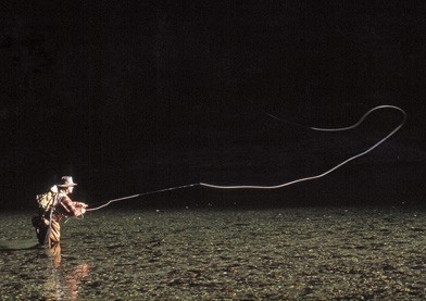 Fly fishing at night