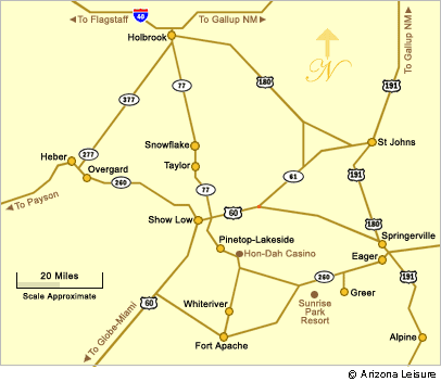 Map of the white Mountains of Arizona